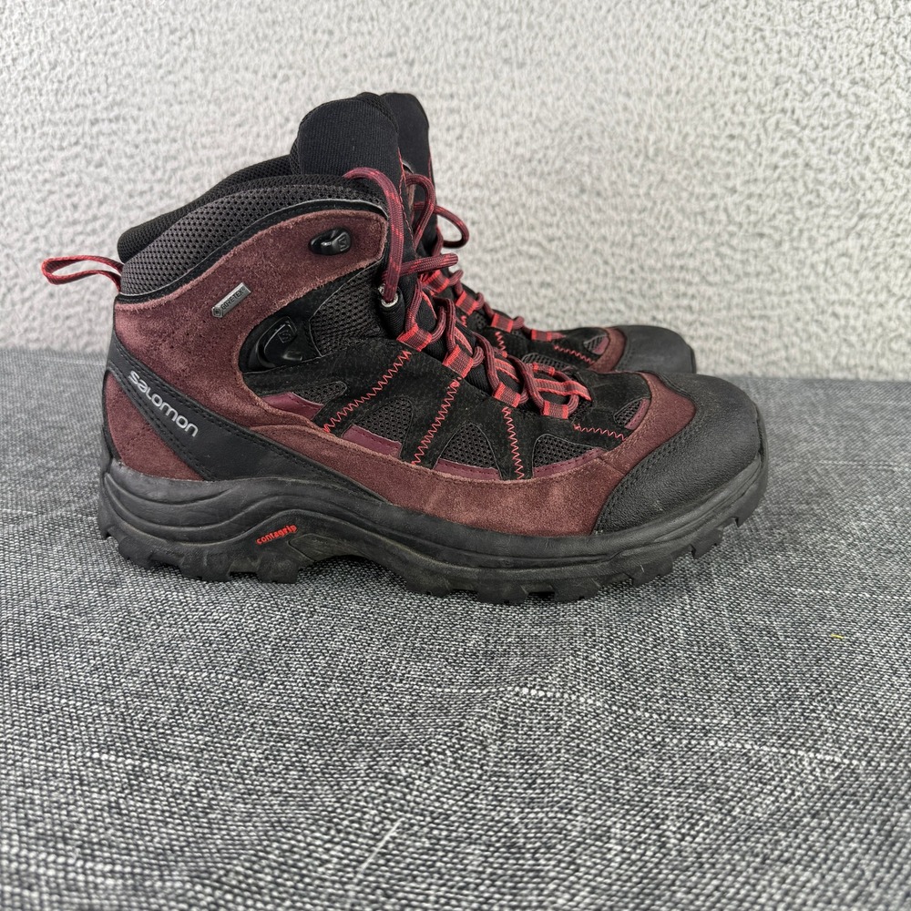 Salomon Authentic LTR GTX Hiking Boots Womens 9 Burgundy Black Gore-Tex 394669